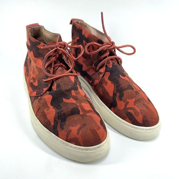 Del Toro Mens Size 13 Orange Red Camo Chukka Suede Leather High Top Shoes main image 5
